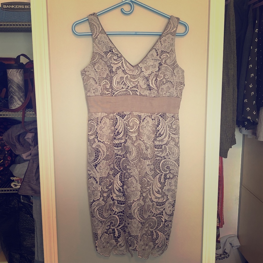 Silver lace cocktail dress